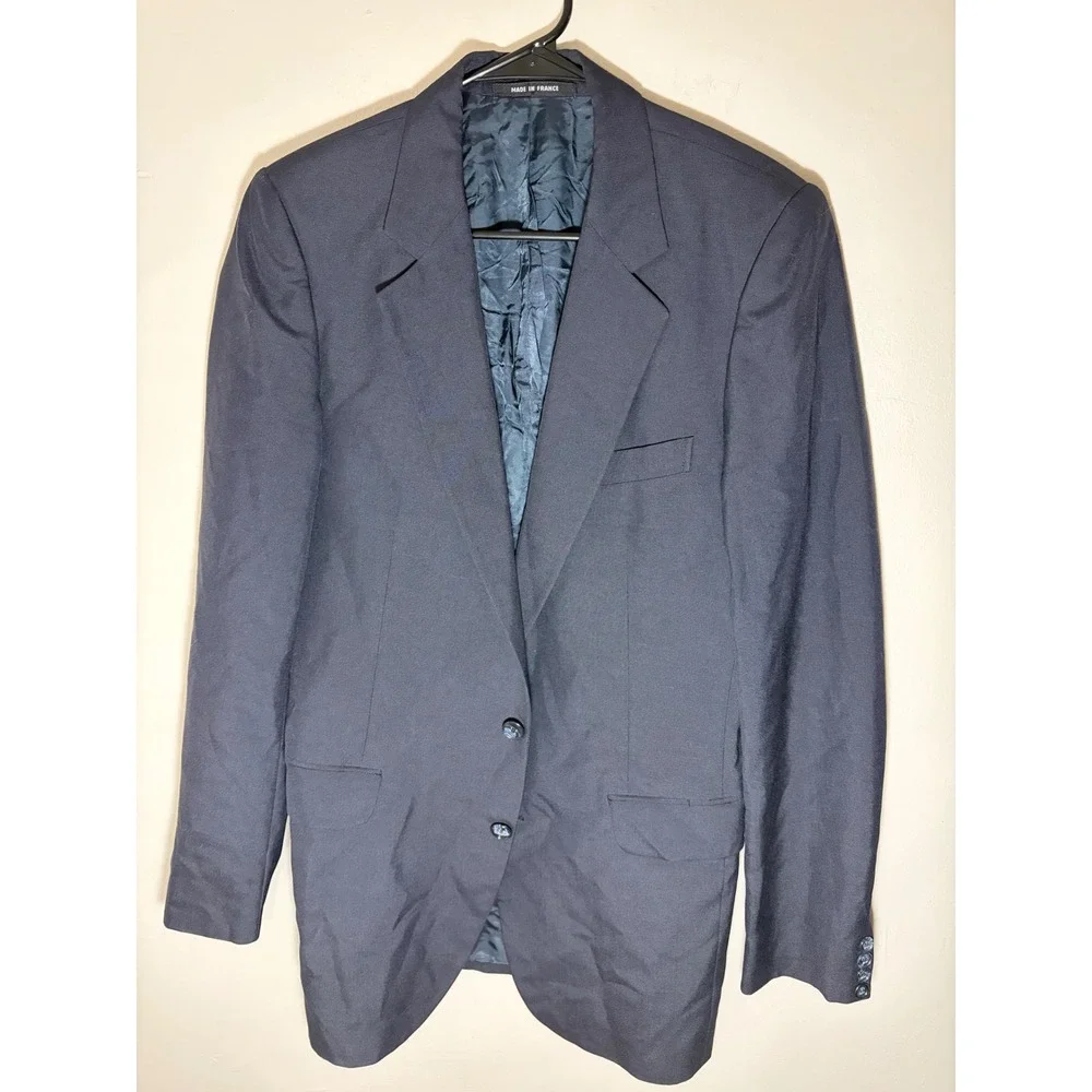Yves Saint Laurent Vintage Mens Blazer Navy Blue Made in France Gimbels 38R